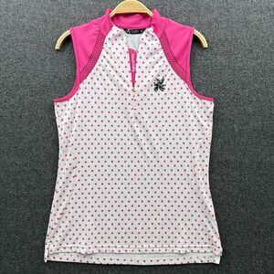 Levelwear Top Womens Small White Pink Laurel Valley Performance Golf Shirt‎ NWT
